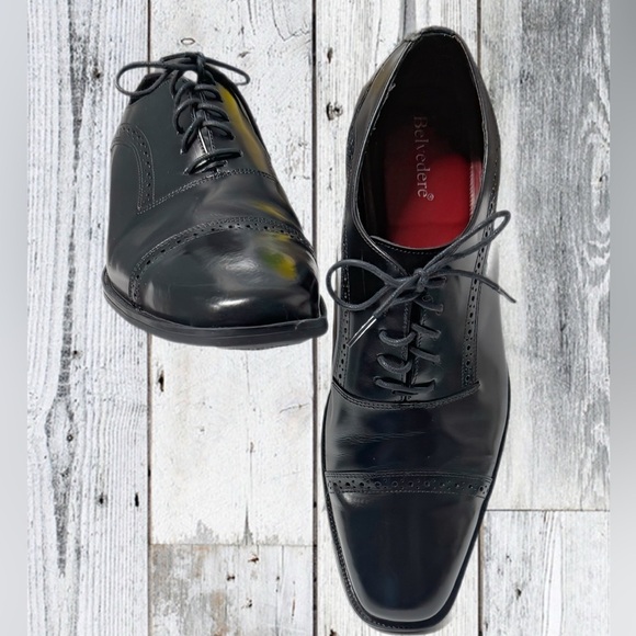 Belvedere Merlo Cap Toe Oxford Dress Shoes Black Leather Size 11D Made in Brazil main image 6